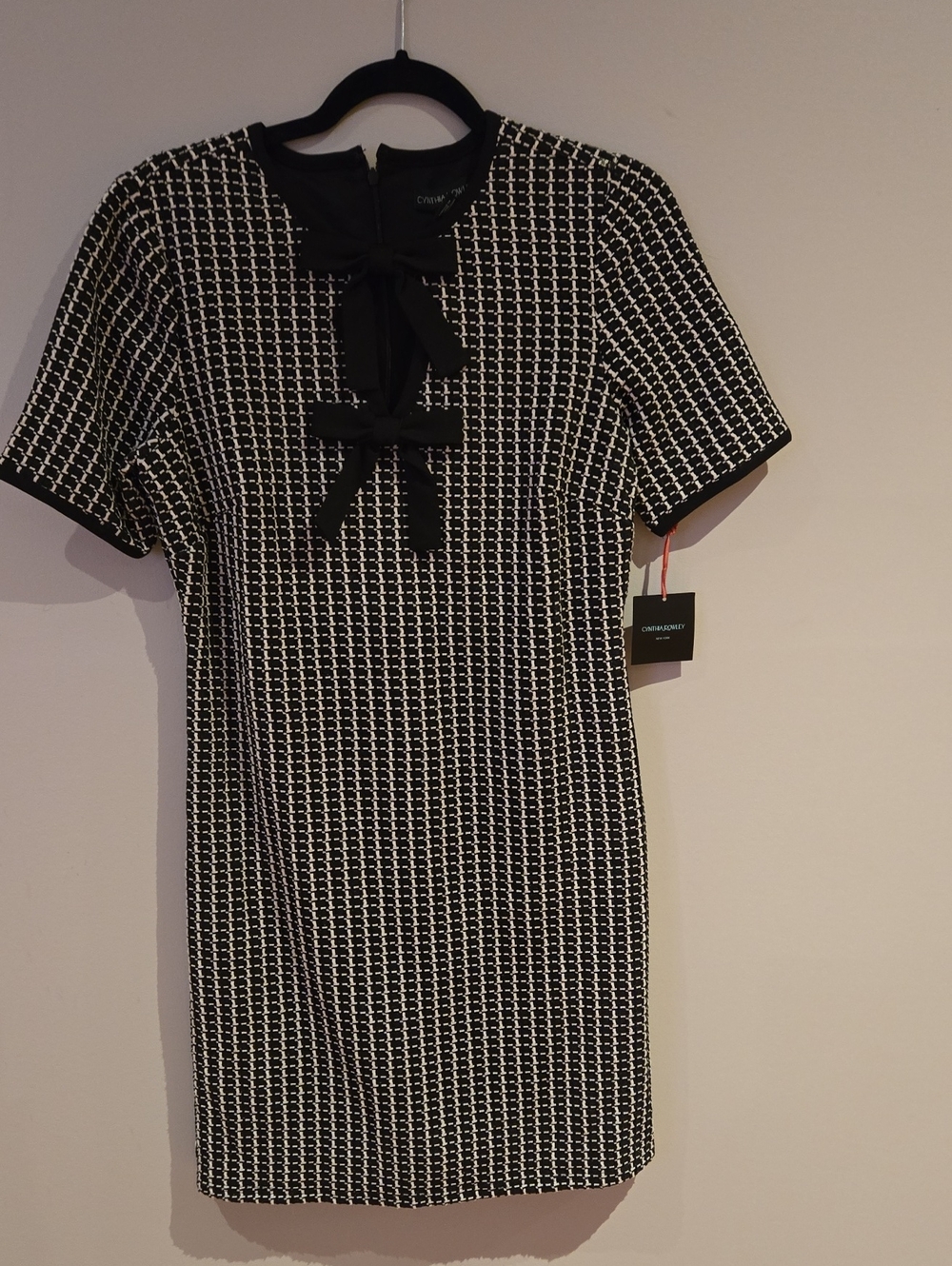 Cynthia Rowley Classic Black & White Bow-Front Women's Dress Size M NWT